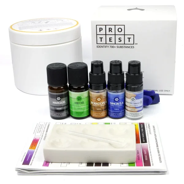 Kit de test pour méth/amphétamine avec les réactifs Marquis, Mecke, Robadope, Simon's