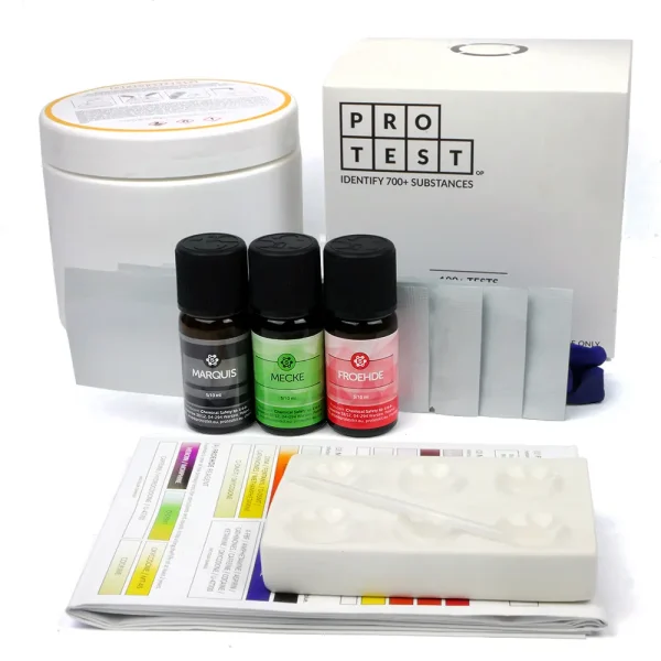 Kit de test pour opiacés avec les réactifs Marquis, Mecke, Froehde + fentanyl