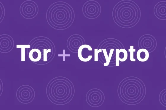 Bannière violette Tor et crypto à anneaux concentriques pour les sites onion de PRO Test
